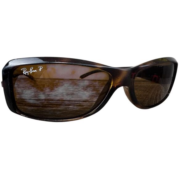 Ray-Ban RB 4078 642 57 Havana Brown w/ Yellow Polarized Lens Rectangle Full Rim